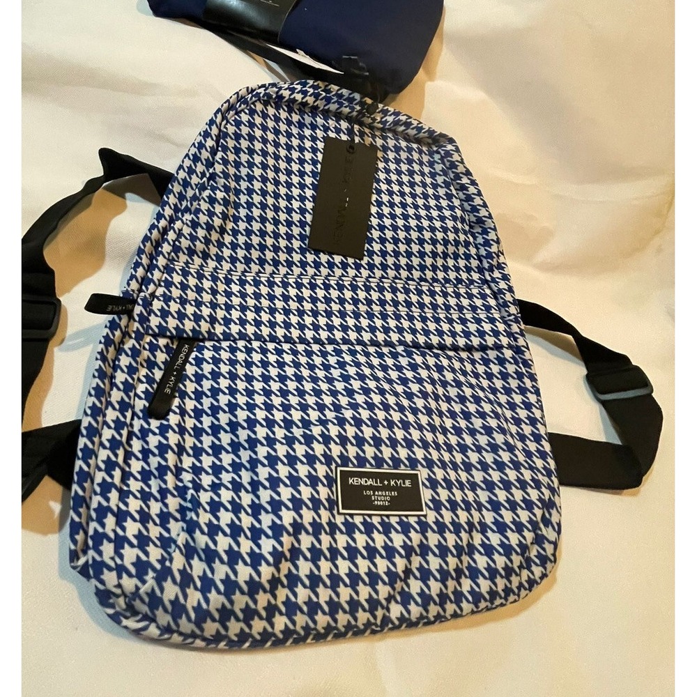 KENDALL & KYLIE 2 PACK BACKPACK Solid Navy & Blue/White Check Print $60 NEW - Picture 10 of 11
